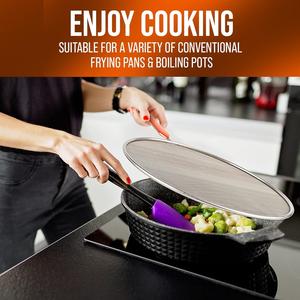 Pantalla contra salpicaduras para sartén, cubierta protectora contra salpicaduras de grasa de acero, salpicaduras de aceite al chisporrotear tocino, cocinar pollo frito o palomitas - Product Image 6