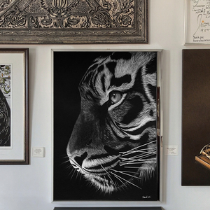 Tùy chỉnh thiết kế sư tử ảnh tường nghệ thuật hiện đại động vật sơn trên vải với pha lê sứ kỹ thuật số in dầu vừa - Product Image 1