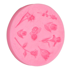 Moldes de Silicona para Decoración de Pasteles y Fondant, Diseño 3D Redondo con Flores, Hojas y Rosas - Product Image 3