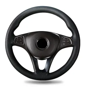 Wholesale PU Hand Sewing Leather Supplier Hand-Stitched Car Steering Wheel Cover