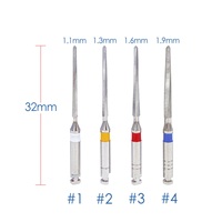 Fraise à fibre endodontique dentaire manuelle en acier inoxydable de haute qualité, modèles 1/2/3/4, longueur 32 mm, 4 pièces, certifiée CE/ISO