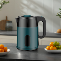 Bouilloire électrique automatique en acier inoxydable à double paroi de 1,8 L, 1500 W, sans fil, chauffage rapide, certifiée CE CB, pour usage domestique et hôtelier