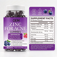 Gummies au zinc OEM pour l'acné 50mg Vitamines A, C, E, Nicotinamide, Thé vert, Cynorrhodon – Complément alimentaire pour une peau claire – Marque privée