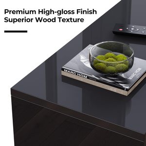 Toma de corriente, consola de medios <span class=keywords><strong>negra</strong></span>, entretenimiento flotante, estante de TV montado en la pared, gabinete de soporte con luces RGB para sala de estar - Product Image 2