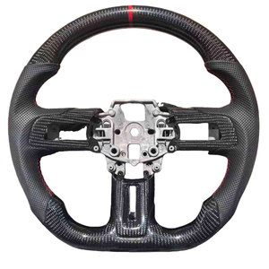 Volant en fibre de carbone à fond plat, cuir perforé, adapté à la <span class=keywords><strong>Ford</strong></span> Mustang EcoBoost Shelby GT350/GT500 2015-2023 - Product Image 5