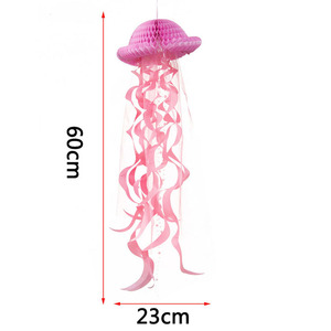 DIY plegable colgante tejido panal medusas papel linterna sirena tema bebé niña cumpleaños fiesta <span class=keywords><strong>Fondo</strong></span> pared Decoración - Product Image 4