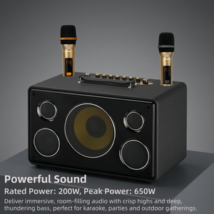 Nouvelle enceinte karaoké haute puissance avec <span class=keywords><strong>2</strong></span> micros sans fil, télécommande, pour home cinéma et utilisation extérieure, étanche, modèle M801A - Product Image 2