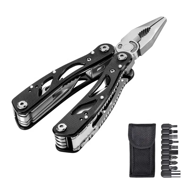 Outdoor Hiking Tool Custom Stainless Steel Pocket Tool Camping Multi Tool Plier with Screwdriver bit