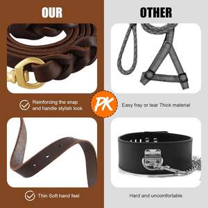 Neu eingetroffen: Geflochtenes, robustes und langlebiges Hundeleinen- und Halsband-Set aus Leder, geeignet für kleine und mittelgroße Hunde - Product Image 6