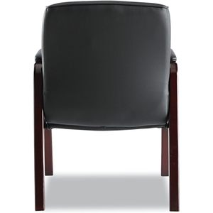 Silla de invitados de cuero serie Alera Madaris con acabado en madera y cuatro patas en negro/mogoní para salas de espera - Product Image 2