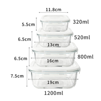 Boîte à lunch en verre sans BPA, résistante aux micro-ondes, anti-fuite, avec couvercle en plastique pour les repas à emporter