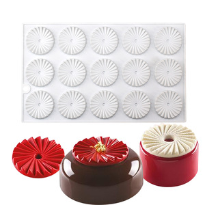 Silicone Cake <b>Mold</b> 15 Cavity Round Flower Shape For Chocolate Cake Decorating - Product Image 1