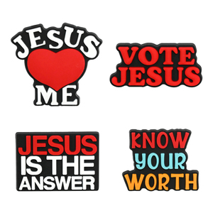 Custom I Love Jesus PVC scarpiera charm frase gesus smalto distintivo gesus re dei re signore dei signori spilla regalo per I bambini amici - Product Image 3