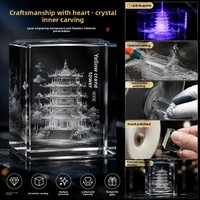Grandes quantités, prix avantageux ; gravure gratuite personnalisée sur cristal K9, gravure au laser, haute transparence, style paon, architectural