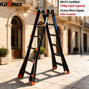 Escalera Telescópica <span class=keywords><strong>de</strong></span> Aluminio Plegable Multiusos Tipo A <span class=keywords><strong>de</strong></span> 4x6 Peldaños para Uso Industrial, Taller, Construcción y Hogar, EN131 - Product Image 1
