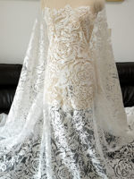 Kain Tulle Mesh Bordir Payet Mawar Baru untuk Rok Luar Gaun Pengantin