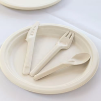 Couverts jetables écologiques et compostables en bagasse, couteau, fourchette et cuillère de 7 pouces pour les fêtes