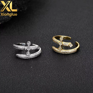 Factory Wholesale Price Fashion Cubic Zirconia Jewelry <b>Adjustable</b> Open <b>Size</b> Sword Design Gold Plated <b>Ring</b> for Men - Product Image 5