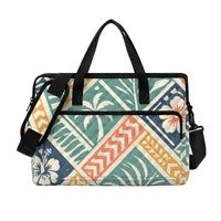 Sac pour ordinateur portable professionnel en tissu hawaïen à motif chevron matelassé pour ordinateur de 14 à 16 pouces avec poignées et bandoulière