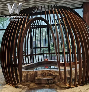 <span class=keywords><strong>Cloison</strong></span> de séparation OEM d'usine, design cage à oiseaux sur mesure, en acier inoxydable, pour restaurant, café, bar, espace de restauration - Product Image 5