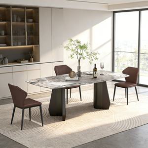 Commerciële marmeren eettafel met 10 stoelen, rechthoekige eettafelset uit Foshan met 4 stoelen voor de eetkamer - Product Image 1