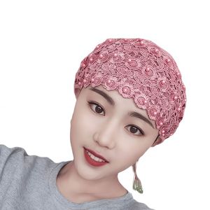 Muslim Fashion Women's YASEEN Breathable Eco-Friendly <b>Elastic</b> <b>Lace</b> Pearl Headwear Headscarf for All Seasons - Product Image 3