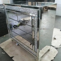 Armoire à tiroirs carrée en argent miroir de haute qualité sur mesure pour salon