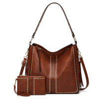Sac fourre-tout hobo en PU grande capacité pour femme, sac à main d'été imperméable avec poignée supérieure et bandoulière, avec portefeuille inclus, vente en gros