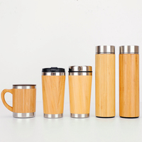 Bouteille isotherme en acier inoxydable à triple paroi avec logo personnalisé, en bambou et bois, avec infuseur à thé, vente en gros