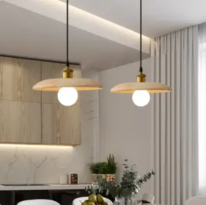 Đèn bằng gỗ Mỹ cổ điển Gỗ đèn chùm ánh sáng trong nhà cho nhà bếp đảo phòng ăn Retro LED ánh sáng mặt dây chuyền Bắc Âu ăn uống