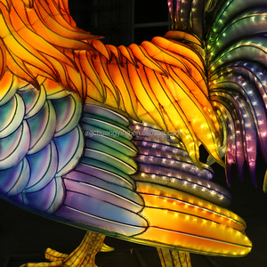 사용자 정의 야외 방수 공예 철 와이어 램프 동물원 정원 장식 수탉 패브릭 랜턴 조명 - Product Image 2