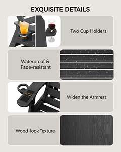 Nuova Sedia da Esterno in Plastica Adirondack, <span class=keywords><strong>Design</strong></span> Moderno Premium, Impermeabile, Comoda, per Piscina e Giardino, a Prezzo Ragionevole - Product Image 6