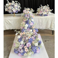 Chemin de table décoratif de luxe de 150 cm avec fleurs artificielles violettes pour mariage, anniversaire, événement, ou décoration de baby shower