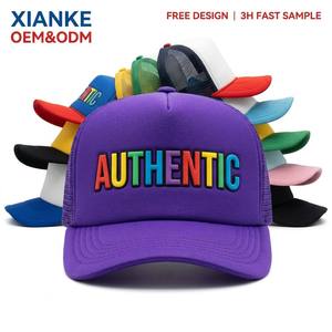 Casquette en mousse X&K style vintage années 90, coupe haute amincissante pour le visage, logo personnalisé, impression 3D en relief, vente en gros, casquette <span class=keywords><strong>de</strong></span> camionneur rétro - Product Image 1