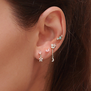 Boucles d'oreilles ROXI Fashion S925 en argent avec diamants colorés, plaqué or 18 carats pour femmes - Product Image 4