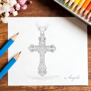 Joyería Religiosa Católica al por Mayor, Colgante <span class=keywords><strong>de</strong></span> Cruz <span class=keywords><strong>de</strong></span> Cobre Chapado en <span class=keywords><strong>Oro</strong></span> <span class=keywords><strong>de</strong></span> 18K, con Adornos Decorativos, Esmalte Rojo y Azul, Collar con Cruz - Product Image 5