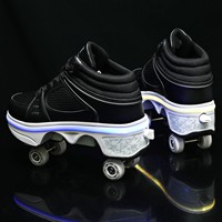Pairobin Polyuréthane 2-en-1 Chaussures de sport d'extérieur à roulettes avec roues lumineuses pour développer la confiance