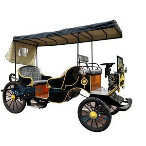 High Quality Retro Style Electric Sightseeing Carriage in Black with Sunshade Special Transportation - Product Image 1