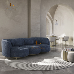 Juego de Muebles Modernos para el Hogar, Sofás de 3 Plazas y Muebles Curvos para Sala de Estar, Tapizados en Tela para Apartamento - Product Image 1