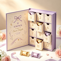 Boîte cadeau calendrier de l'avent personnalisée de 12 jours, boîte en papier rigide de luxe avec tiroirs coulissants pour chocolats, bonbons, emballage cadeau compte à rebours