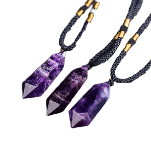 จี้คริสตัลควอตซ์ธรรมชาติทรงแท่งขัดเงาปลายเดี่ยวปลายคู่รูปหัวใจสำหรับผู้หญิงเด็กผู้หญิงขายส่งสำหรับงานแต่งงาน - Product Image 1