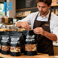 Sacs en plastique debout avec fenêtre transparente, logo personnalisé, noir, refermables, qualité alimentaire, pour emballage de bonbons, collations, sacs en mylar anti-odeurs