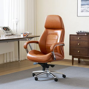 Chaise de direction en cuir huilé vintage de qualité supérieure 115 °   Chaise de bureau ergonomique inclinable pour PDG - Product Image 4