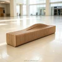 Banc de salon Y527 en bois massif sculpté, design moderne et épuré, siège d'attente pour hall, galerie, espace public commercial