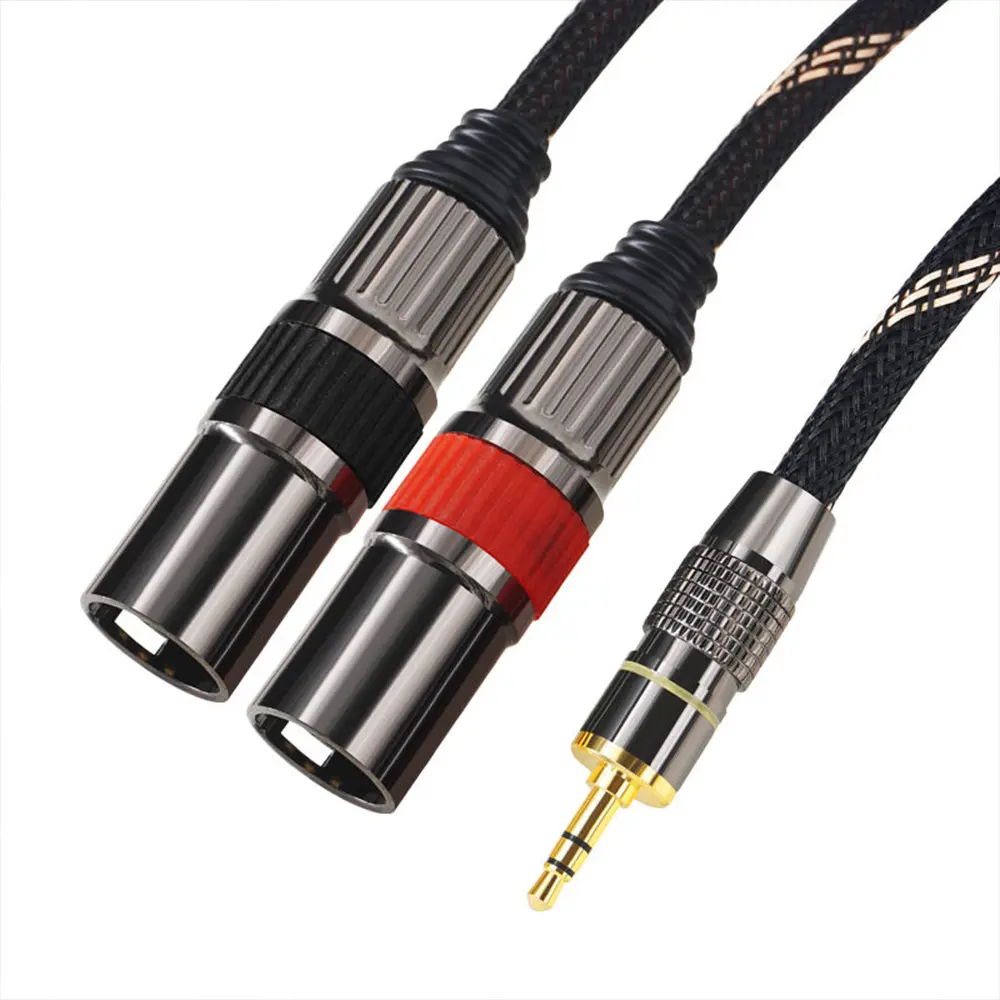 Profissional efeito personalizado oxigênio free hifi áudio cabo de entrada jack para xlr microfone 3.5mm jack estéreo para cabo macho 2 xlr
