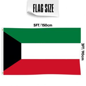 3x5Ft Kuwait <b>Flag</b> Polyester With Two Brass Grommets Single Layer Wall Hanging Outdoor and Indoor Decor - Product Image 2