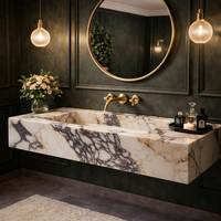 Meuble-lavabo de salle de bain en pierre de luxe personnalisé par l'usine CBMmart, de haute qualité et au design artisanal
