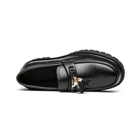 Chaussures décontractées coréennes à plateforme épaisse et bout rond en cuir véritable, respirantes avec maille et design antidérapant pour hommes - Collection Printemps