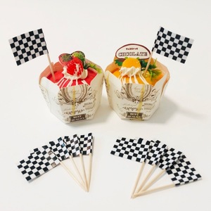 Checkered Racing Flag Cake Toppers Paper Rectangle Birthday Party Decorations Reusable - Product Image 3