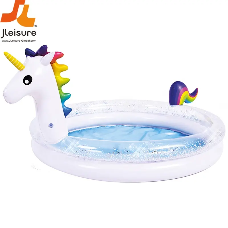 Производство оптом Блестящий Единорог 2 кольцо бассейн надувные игрушки для детей Горячие лета